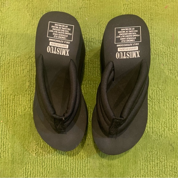 Black Chunky Platform Sandals - Picture 2 of 4